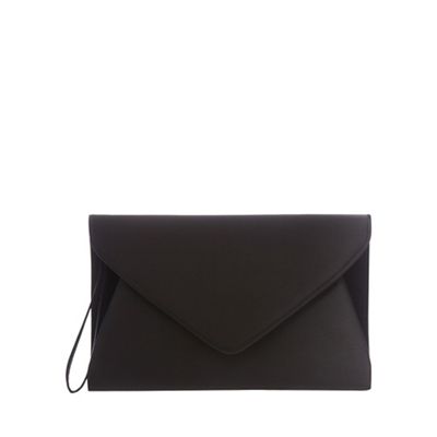 Black sateen envelope clutch bag